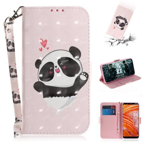 Nokia 3.1 Plus Coque, Saturcase Beau 3d Motif Pu Cuir Magnétique Flip Portefeuille Support Porte-Carte Protecteur Coque Housse Étui Avec Dragonne Pour Nokia 3.1 Plus 2018 (Td-9)