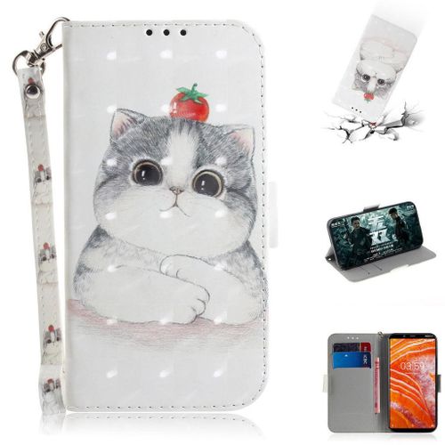 Nokia 3.1 Plus Coque, Saturcase Beau 3d Motif Pu Cuir Magnétique Flip Portefeuille Support Porte-Carte Protecteur Coque Housse Étui Avec Dragonne Pour Nokia 3.1 Plus 2018 (Td-10)