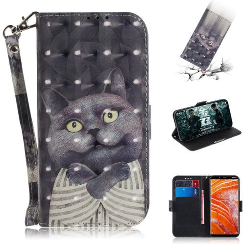 Nokia 3.1 Plus Coque, Saturcase Beau 3d Motif Pu Cuir Magnétique Flip Portefeuille Support Porte-Carte Protecteur Coque Housse Étui Avec Dragonne Pour Nokia 3.1 Plus 2018 (Td-14)