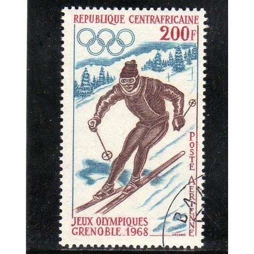 Timbre De Poste Aérienne De Centrafrique (Jeux Olympiques DHiver De 1968 À Grenoble)