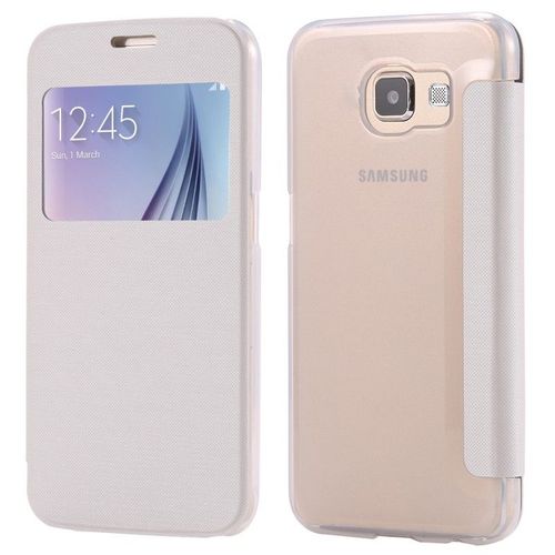 Etui A Rabat Samsung Galaxy S6 Blanc Eco-Cuir (Pu)