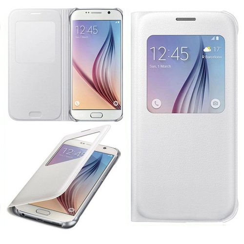 Etui Folio A Rabat Samsung Galaxy S6 Blanc Eco-Cuir (Pu)