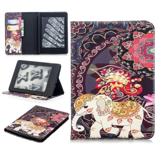 Amazon Kindle Paperwhite 4 2018 Coque, Saturcase Beau Motif Pu Cuir Flip Portefeuille Support Porte-Carte Protecteur Coque Avec Auto Réveil / Sommeil Housse Étui Pour Amazon Kindle Paperwhite 4 2018 (Bo-14)