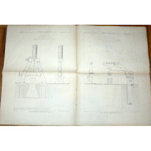 Schneider Le Creusot, Lot De 3 Plans Annales Industrielles, Exposition Universelle De 1878, Marteau Pilon