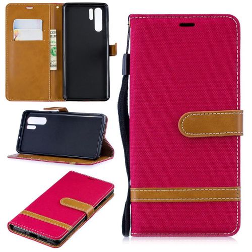 Huawei P30 Pro Coque, Saturcase Premium Jeans Pu Cuir Magnétique Flip Portefeuille Support Porte-Carte Protecteur Coque Housse Étui Avec Dragonne Pour Huawei P30 Pro (Rouge)