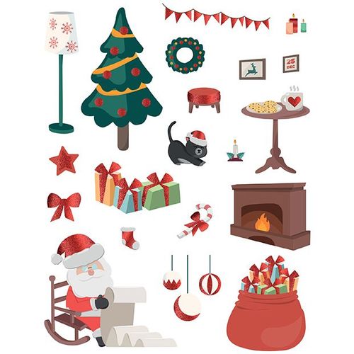 Gommettes Stickers Noël En Pailettes 240 Pièces - Sodertex
