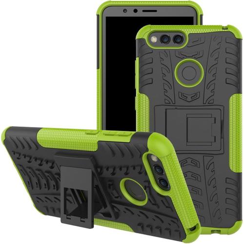 Coque Honor 7x, Béquille Protection Robuste Double Couche Slim Fit Hybride Antichoc Coque De Protection Pour Huawei Honor 7x Vert