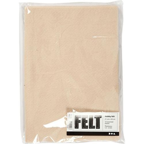 Creativ Company - Hobby Felt Light Beige A4, 10 Sheets 45517