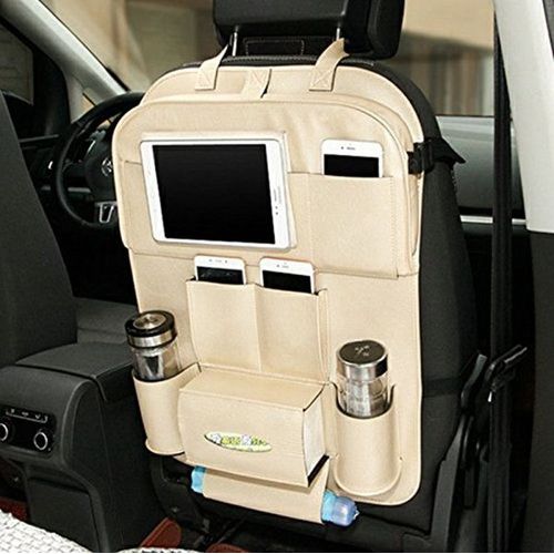 Pliable Table Sac Rangement Siège Arrière Voiture Poches Organisateur Stockage Support Accessoires De Voyage, Beige