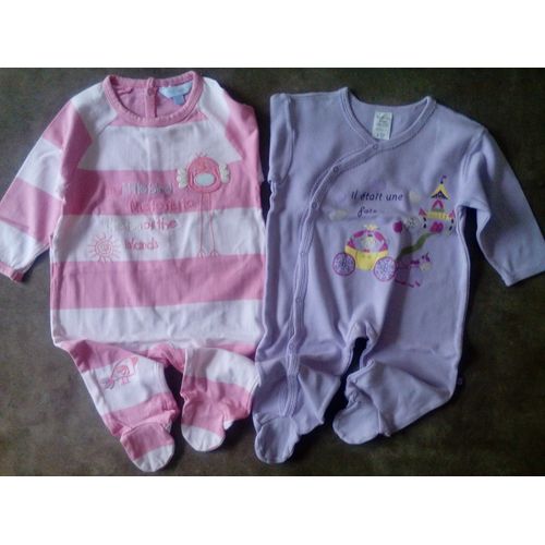 Lot De 2 Babygros Été Coton Pour Fille - T 6 Mois