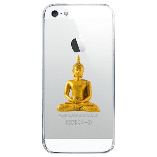 Coque Rigide Transparente Pour Apple Iphone 5c Avec Impression Motifs Bouddha Or