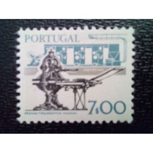 Timbre Portugal Yt 1371 Presse Manuelle Et Presse À Imprimer Moderne 1978