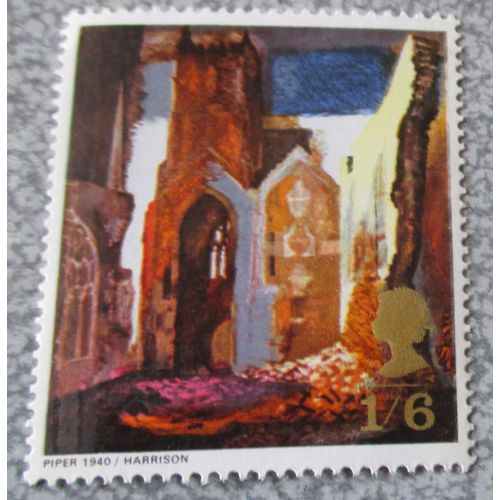 Royaume-Uni - Timbre Anglais 16s Shilling- Ruins Of St Mary Le Port - Paintings - Polychrome - Série Peintres Anglais John Piper - Date De Sortie 12/08/1968 - 36x41mm - Neuf