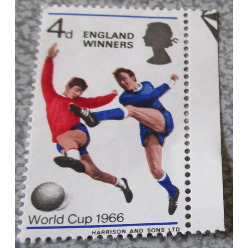 Royaume-Uni - Timbre Anglais 4d Old Penny- World Cup Football Championship- England Winners - Coupe Du Monde Football Angleterre Gagnant-Date De Sortie 18/08/1966 - 24x41mm- Neuf