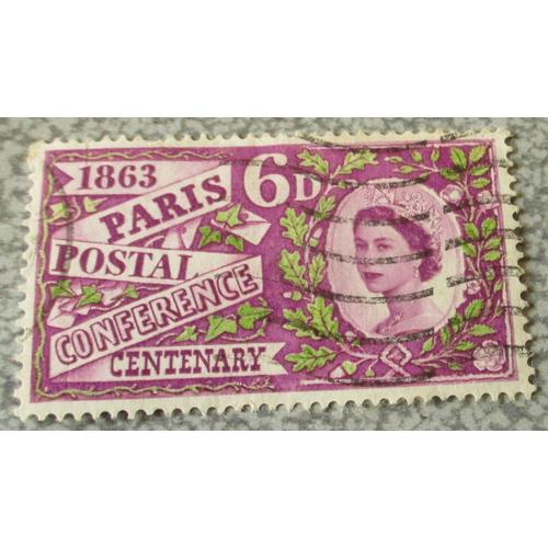 Royaume Uni Timbre Anglais 6d Old British Penny Paris Postal Conference Centenary Vert Et Mauve Commemoratif Sortie Le 7 05 1963 41x24mm Oblitere Rakuten