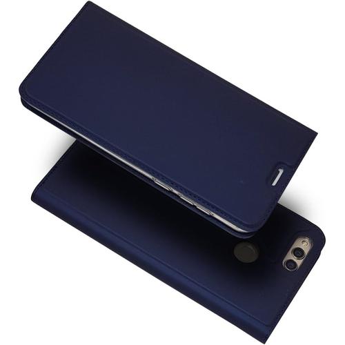 Coque Huawei Honor 7x Etui Flip Portefeuille Cuir Pu Premium Housse Ultra Mince Stand Fonction Fermeture Magnétique Avec La Fentes De Cartes Fonction Pour Huawei Honor 7x Bleu
