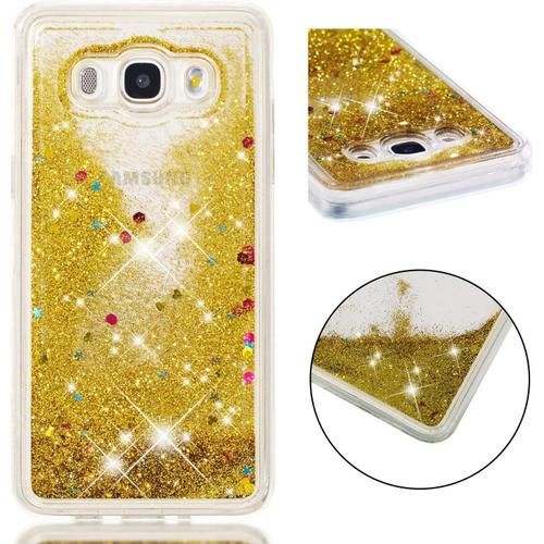 Coque Samsung Galaxy J5 2016, Ultra Mince Coque Liquide Silicone Souple Étui Paillette Bling Glitter Housse De Protection Antichoc Bumper Case Pour Samsung Galaxy J5 2016 - Or