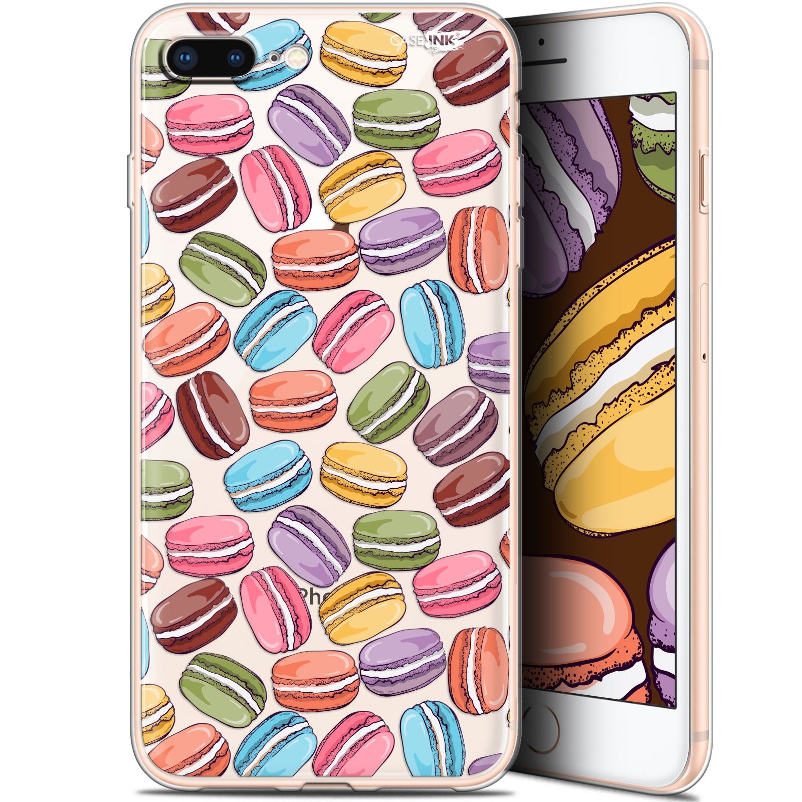 Caseink Coque Pour Apple Iphone 7/8 Plus (4.7 ) Gel Hd [ Nouvelle Collection - Souple - Antichoc - Imprimé En France] Macarons