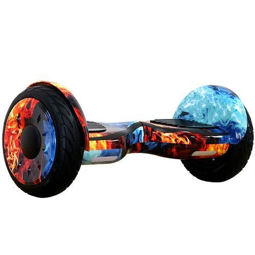 Hoverboard 10 Pouces Tout Terrain Roue Pleine Flamme Bleu Bluetooth+ Sac De Transport