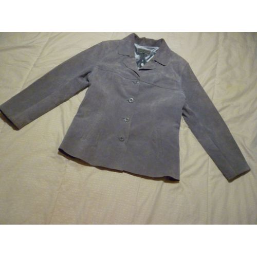 Veste/ Blazer Bleu Cuir Leather Millenium T44