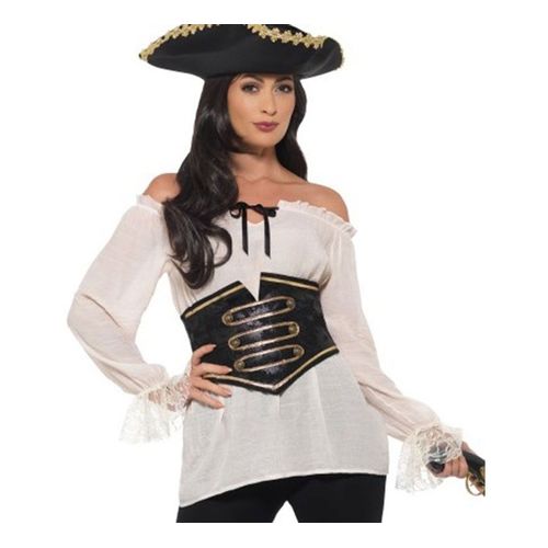 Chemise Pirate Blanche En Dentelle Pour Femme (Taille S)