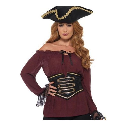 Chemise Pirate Grenat En Dentelle Pour Femme (Taille M)