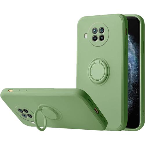 Compatible Avec Coque Xiaomi Mi 10t Lite Silicone Antichoc Etui De Protection Bords Droits Coque Xiaomi Mi 10t Lite 5g Avec Anneau Ultra Mince Housse Xiaomi Mi 10t Lite, Vert