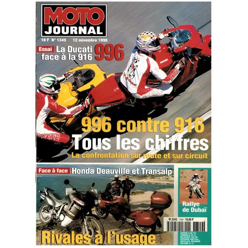 Moto Journal N°1349 : Ducati 996 Contre 916 Tous Les Chiffres-Face À Face Honda Deauville Et Transal