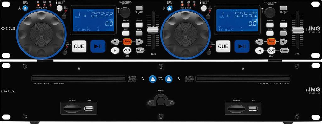 Lecteur CD DJ double et MP3 Monacor CD-230USB