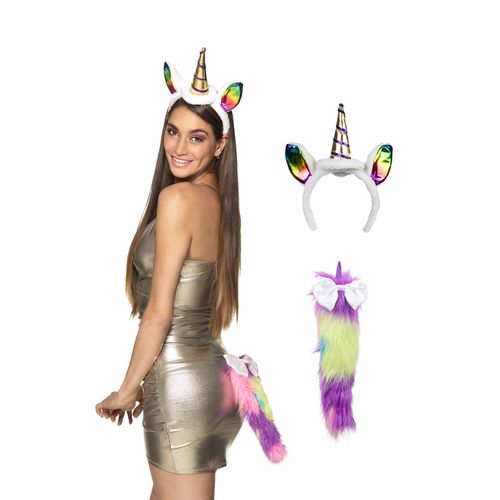 Kit Serre-Tête Et Queue Licorne Adulte Taille Unique