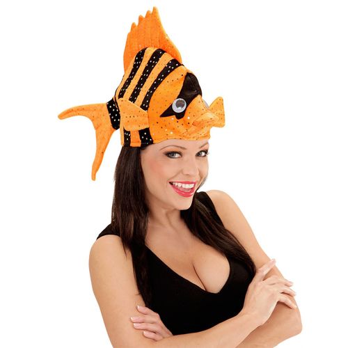 Chapeau Poisson Tropical Orange Adulte Taille Unique