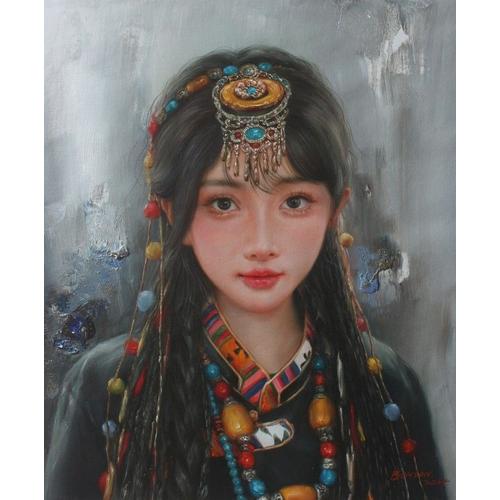 Art Portrait Femme Asiatique Tableau Peinture Huile Sur Toile Originale