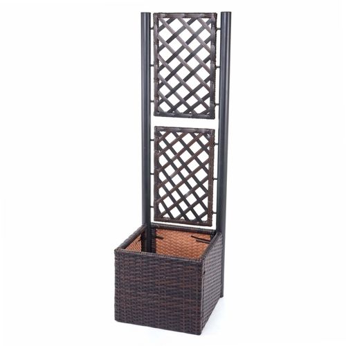 Jardinière Avec Treillis En Polyrotin, Hwc-D76, 142x43x43 Cm   Marron