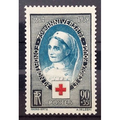 Croix Rouge 1939 - Infirmière 90c+35c Noir Et Bleu (Impeccable N° 422) Neuf** Luxe (= Sans Trace De Charnière) - Cote 17,00 - France Année 1939 - N24863