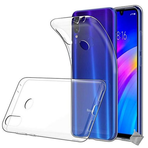 Housse Etui Coque Silicone Gel Fine Xiaomi Redmi 7 + Film Ecran Transparent Tpu