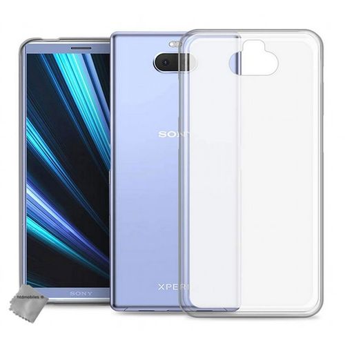 Housse Etui Coque Pochette Silicone Gel Fine Pour Sony Xperia 10 Plus + Verre Trempe - Blanc Transparent