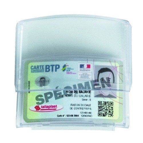 Porte badge adhésif - universel - pour casque de chantier TALIAPLAST