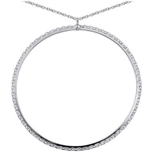 Altesse [Q3586] - Collier Sautoir Plaqué Argent 'chorégraphie' Argenté (Rhodié) - 75 Cm, 5 Cm (Cercle)