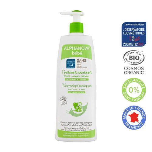 Gel Lavant Nourrissant Pour Bébé Bio Alphanova 500ml 