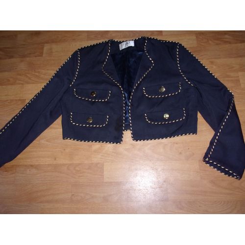Veste Courte Blazer Bleu Marine Et Doré Jiki Monte Carlo