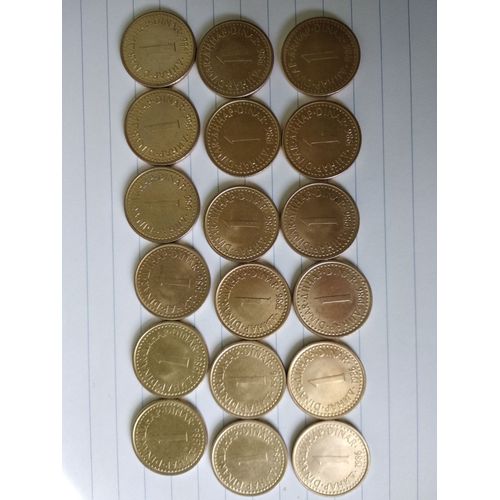Lot De 18 Pièces De 1 Dinar Yougoslave 1986