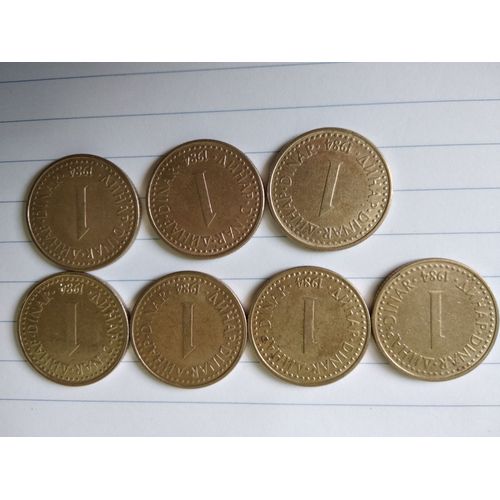 Lot De 7 Pièces De 1 Dinar Yougoslave 1984