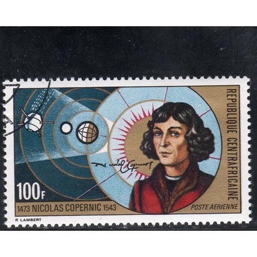 Timbre De Poste Aérienne De Centrafrique (500ème Anniversaire De La Naissance De Nicolas Copernic)
