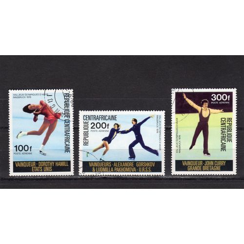 Timbres De Poste Aérienne De Centrafrique (Vainqueurs Aux Jeux Olympiques DHiver À Innsbruck)
