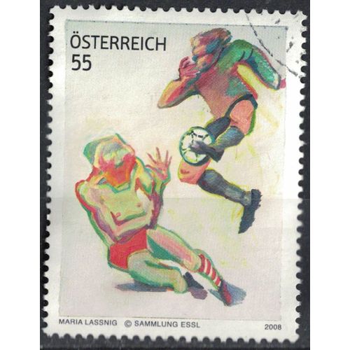 Autriche 2008 Oblitéré Used Peinture Art Football L'attaquant Et Le Gardien De But Su