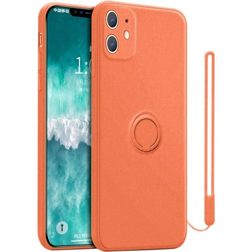 Coque De Protection Pour Iphone 8 Plus En Silicone Tpu Avec Anneau De Support À 360° Antirayures Pour Iphone 8 Plus 55"" Orange