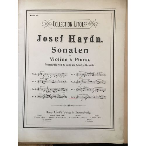 Partition De La Sonate N°8 Pour Violon (Ou Flûte) Et Piano De Haydn