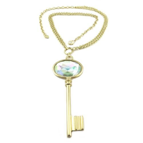 Dolce Vita [P9651] - Sautoir Créateur 'clé Des Possibles' Blanc Boréal Doré - 11. 5x4. 5 Cm