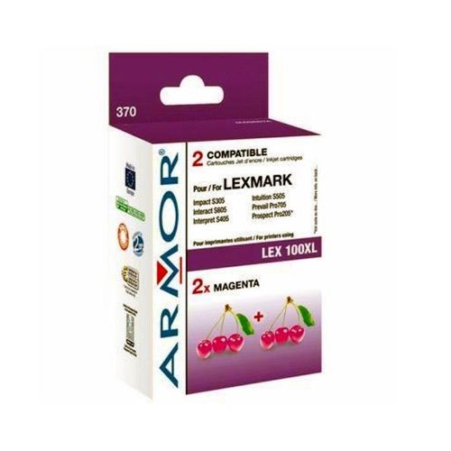 Armor K10189R1 - Pack de 2 - 11 ml - magenta - cartouche d'encre (équivalent à : Lexmark 100XL ) - pour Lexmark Prevail Pro704, Value Ink Prevail Pro709, Value Ink Prospect Pro209