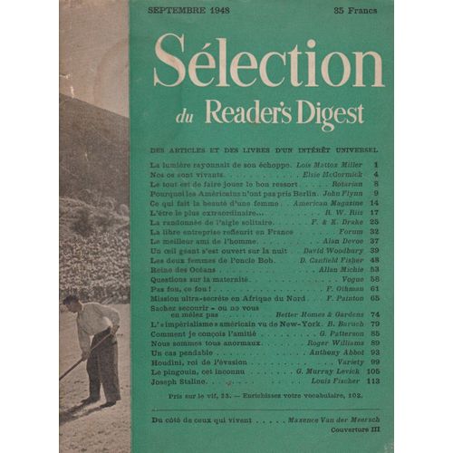 Selection Du Reader S Digest Septembre 1948 1948 . Berlin . Houdini . Staline